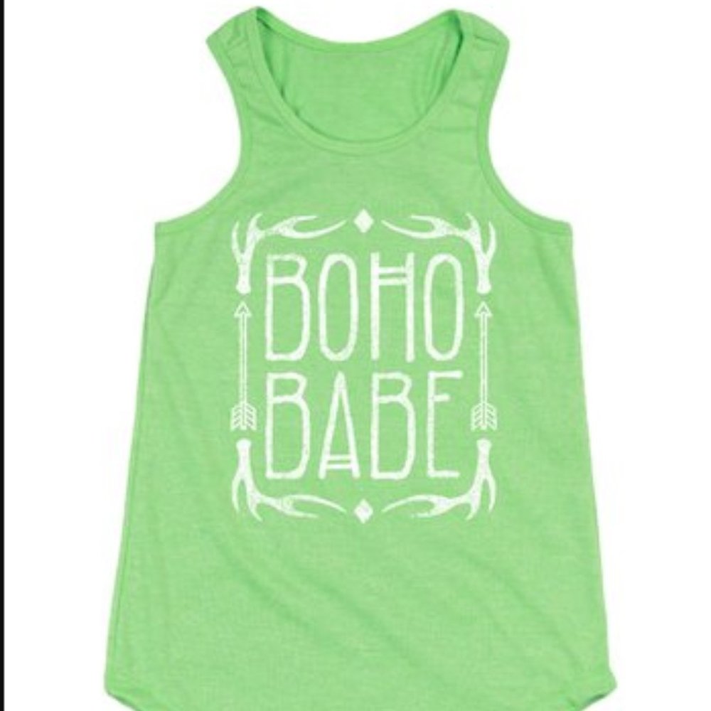 Girl's Lime Boho Babe Racerback Tank Sz L